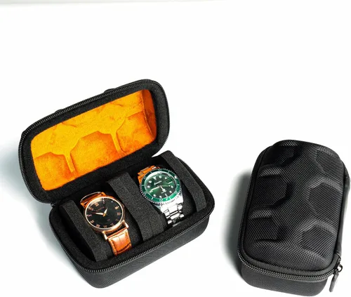 Miniatura 6 de Estuche de viaje duro con 2 ranuras, caja de almacenamiento y caja organizadora para hombres y mujeres con almohada de reloj antimovimiento