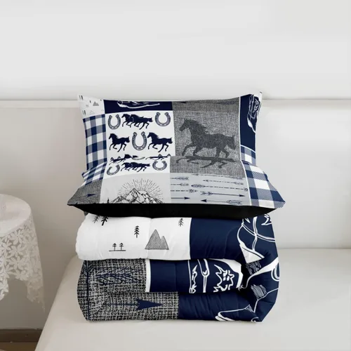 Miniatura 143 de Juego de edredón de oso y ciervo, tamaño individual, ropa de cama de animales salvajes de caza, colcha rústica de cabaña, casa de campo, cuadros
