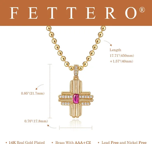 Miniatura 155 de Fettero - Collar con dije de cruz de fe, chapado en oro de 14 K, cadena fina, minimalista, simple, pequeña, para oración, regalo de joyería religiosa