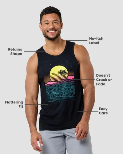 Miniatura 3 de INTO THE AM Camisetas sin mangas gráficas para hombre, camisetas sin mangas con ilustraciones geniales para verano, playa, ejercicio, fitness