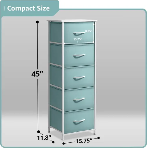 Miniatura 3 de Sorbus Cómoda de tela para dormitorio de niños, cómoda de 5 cajones, torre de almacenamiento alta, organizador de ropa, para armario, sala