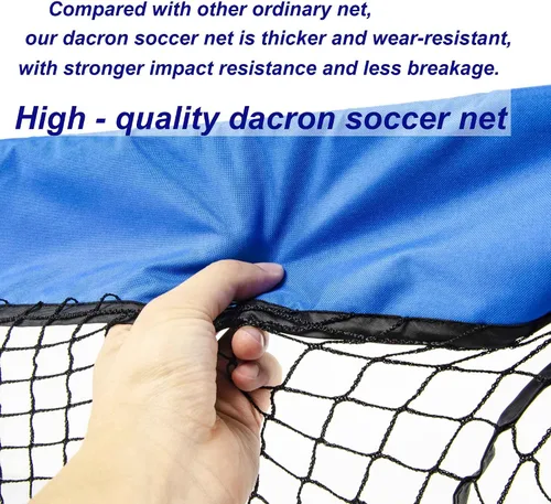 Miniatura 5 de Portería de fútbol portátil de Poray con red emergente para niños y adultos con tela Oxford de 210D y estacas extra, regalo de cumpleaños y Azul