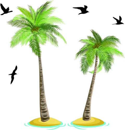 Miniatura 4 de Runtoo Calcomanías de pared de palmera, calcomanías tropicales para dormitorio, sala de estar, decoración del hogar