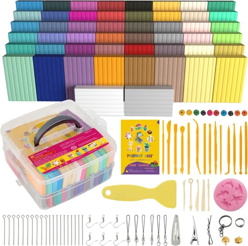 Arcilla polimérica de 50 colores, kit de iniciación de bricolaje, para modelar y hornear, no tóxica, no pegajosa, con herramientas de esculpir, 50
