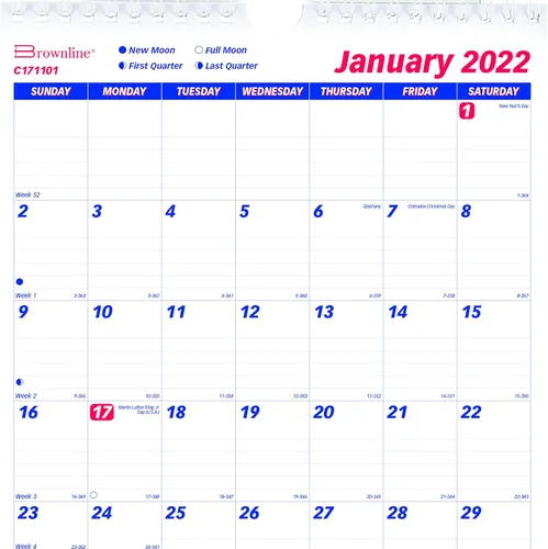 Miniatura 3 de Brownline Calendario mensual de pared 2022, 12 meses, enero a diciembre, encuadernación de doble alambre, 8 x 11 pulgadas (C171101-22)