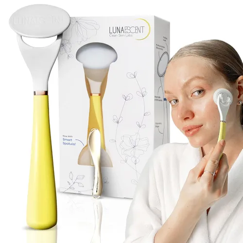 Miniatura 8 de Aplicador de suero para cara con espátula, herramienta reutilizable para el cuidado de la piel azul cielo para sueros, aceites, protector solar