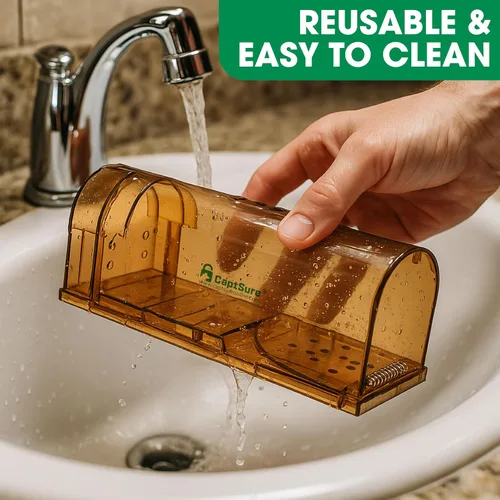 Miniatura 5 de CaptSure Paquete de 2 Trampas Humanas para Ratones de Interior para el Hogar - Trampa Pequeña para Ratones Vivos Atrapar y Liberar, Trampas