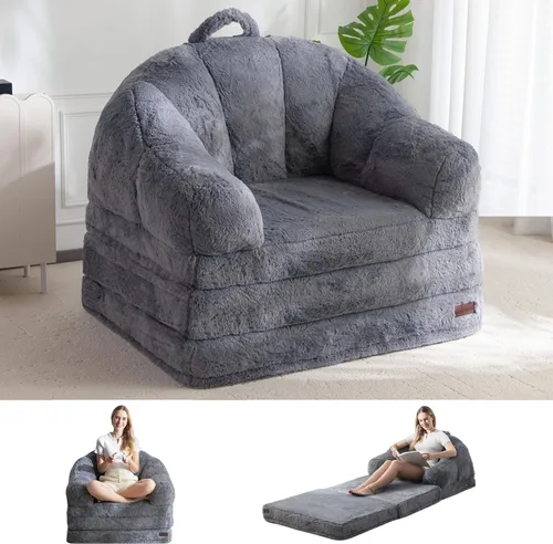 MAXYOYO Sofá Cama Plegable, Sofá Convertible 2 en 1 a Sillón Reclinable, Cómoda Silla Puf Individual para Adultos, Sofá Cama Reclinable de Piso con
