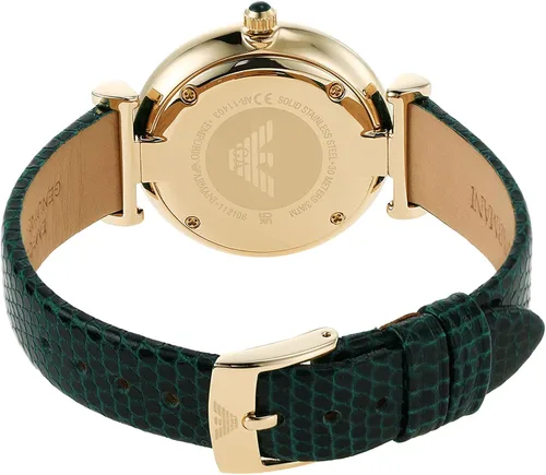 Miniatura 4 de Emporio Armani Reloj de vestir de acero inoxidable para mujer, verde (GREEN Leather), Reloj de cuarzo