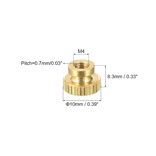 Miniatura 2 de uxcell Tuercas moleteadas de latón, M4x0.0.276 in redondo escalonado perillas sujetadores para impresora 3D, equipo electrónico, 8 piezas