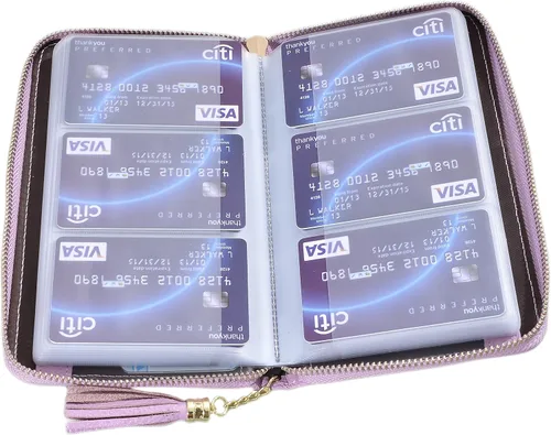 Miniatura 8 de Easyoulife - Monedero de cuero con cremallera, billetera portatarjetas para mujer, bloqueo RFID