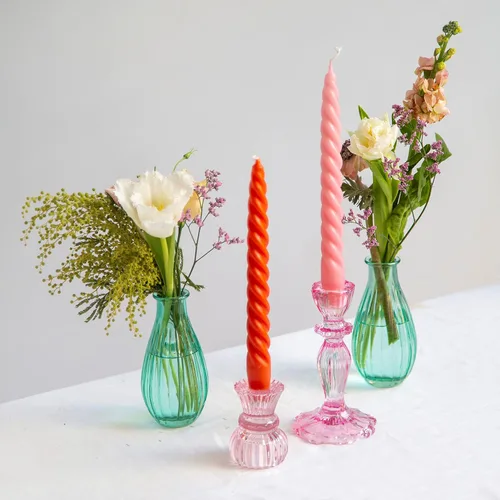 Miniatura 3 de Velas de cena cónicas trenzadas en espiral italiano, regalo ideal para el día de San Valentín, paquete de 4, mesas de mesa, rosa y naranja Opink
