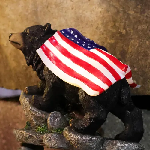 Miniatura 9 de Suyorpe Estatuas de jardín con luz decorativa de oso, estatua solar de oso exterior, decoración de jardín de animales, decoración divertida