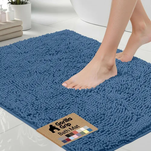Miniatura 50 de Gorilla Grip - Tapete de baño afelpado, absorbente, peludo, de felpilla, para base de inodoro cuadrada, reverso de goma, suave, de microfibra, claro