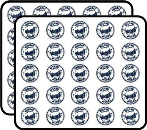 Miami Florida USA Grunge - Sellos de goma adhesivos para álbumes de recortes, calendarios, manualidades, manualidades, álbum, cuadernos de bala (50