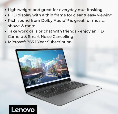 Miniatura 3 de Lenovo IdeaPad 1 Laptop para estudiantes, pantalla FHD de 15.6 pulgadas, procesador Intel de doble núcleo, 12 GB de RAM, SSD de 512 GB + 128 GB Gris