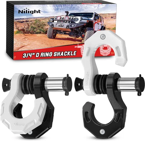 Miniatura 52 de Nilight - 2 grilletes en forma de anilla en D de 3/4 pulgadas con tornillo pasador de 7/8 pulgadas, 41 887 libras, resistentes a la rotura