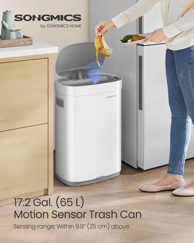 Miniatura 2 de SONGMICS Cubo de Basura de Cocina, Cubo de Basura con Sensor de Movimiento de 17.2 Galones (65 L), Cubo de Basura de Acero Inoxidable, Control