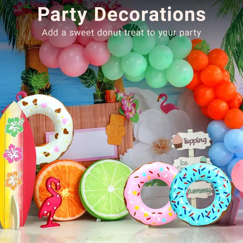 Miniatura 7 de Playbees Flotadores inflables para piscina con forma de dona, paquete de 4, de 20 pulgadas, para niños, divertido juguete acuático de verano