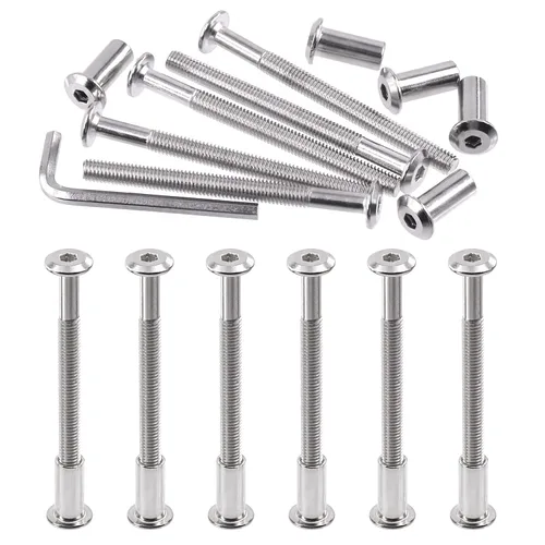 Miniatura 18 de Swpeet Kit Surtido de 25 Piezas de Tornillos de Encuadernación Plateados Chapados en Níquel M6x16mm con Cabeza Hexagonal de Casquillo, Pernos