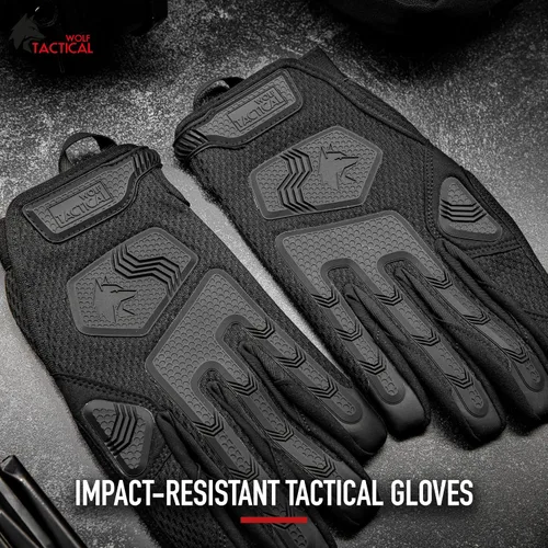 Miniatura 3 de WOLF TACTICAL Guantes de tiro tácticos para hombres, guantes militares, guantes de airsoft para paintball, combate, ejército, pantalla táctil Negro