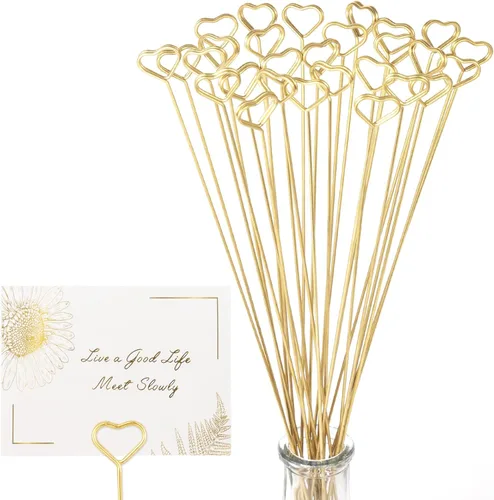 Miniatura 13 de Avsty 30 tarjeteros florales con púas de alambre para bodas, soporte de clip de fotos de metal, soporte para números de nombre de mesa, soporte