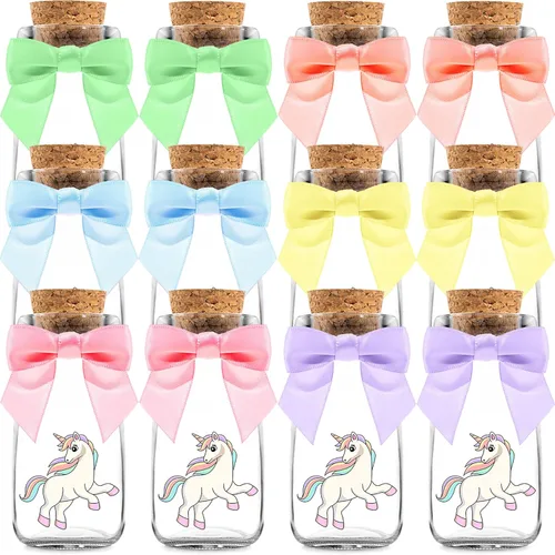 Miniatura 13 de Ethisa Paquete de 24 botellas de vidrio de leche vintage con cintas y calcomanías, regalos elegantes de baby shower para invitados y centros de ¡Es