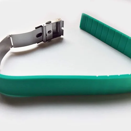 Miniatura 4 de 1 unidad. de 50 pulseras de identificación de silicona, placa de grabado de 1.378in y cierre de acero inoxidable. (Verde)
