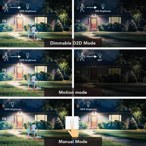 Miniatura 4 de OREiN Luz de seguridad con sensor de movimiento para exteriores, luz LED reflectora de doble cabeza ajustable, 3 modos