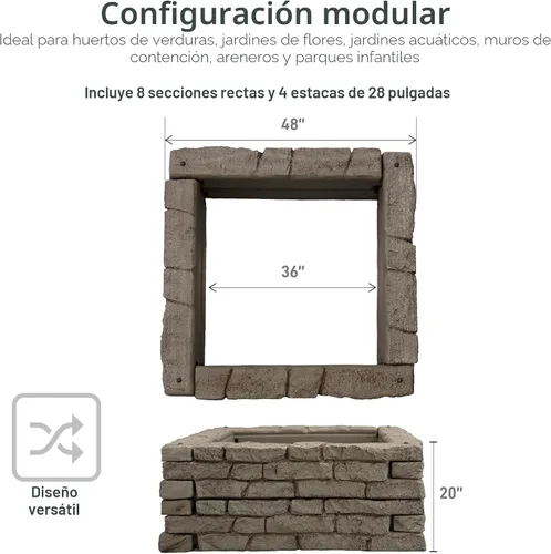 Miniatura 3 de RTS Home Accents Kit de cama de jardín elevada Rock Lock, cuadrado de 48 pulgadas