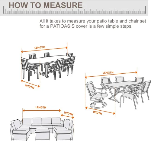 Miniatura 2 de Funda para Juego de Mesa y Sillas de Patio Rectangular 109" de Largo, Fundas Impermeables para Muebles de Exterior 600D, Duraderas, Resistente a