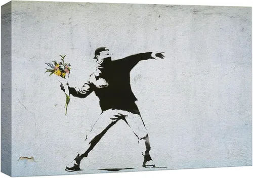 Miniatura 53 de Impresión sobre lienzo estampado Wall26 de Banksy Street, listo para colgar Siempre hay esperanza: globo de niña y corazón rojo