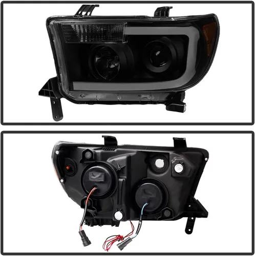 Miniatura 2 de ACANII - Faros delanteros para Toyota Tundra 2007-2013 con tubo LED ahumado negro estilo de mejora, juego de faros delanteros izquierdo y derecho
