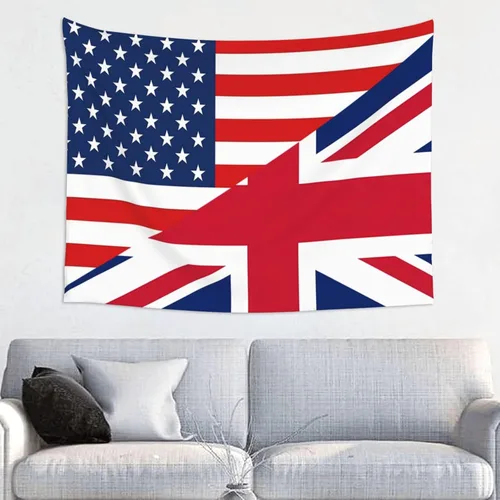 Miniatura 10 de Tapiz decorativo para pared, diseño de bandera estadounidense y bandera de Barbados, para colgar en la pared, manteles de arte hippie de 29 x 37