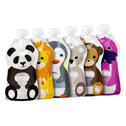 Bolsas de almacenamiento de alimentos reutilizables Squooshi para bebés y niños pequeños | Plástico libre de BPA, apto para alimentos, apto para