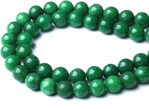 Miniatura 4 de 60 piezas de cuentas de jade verde natural de 15⁄64 pulgadas (6 mm) con cuentas de jade de nube verde redondas, piedras preciosas sueltas de cristal