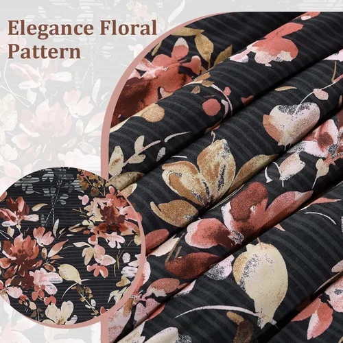Miniatura 4 de Juego de edredón tamaño Queen, 7 piezas, juego de edredón floral negro y rosa, juego de ropa de cama en una bolsa tamaño Queen con patrón de flores