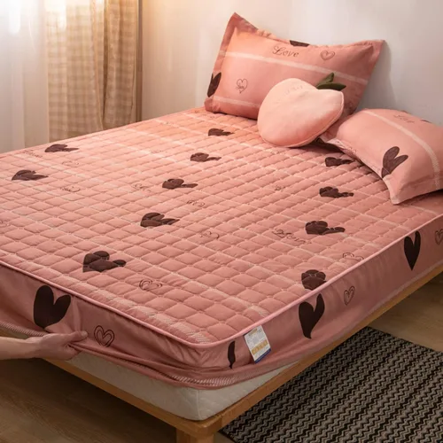 Miniatura 8 de FCLDESHOP Funda de cama, sábanas bajeras gruesas y acolchadas de color sólido, para habitación de los niños, con estampado de animé, geometría, 59.1