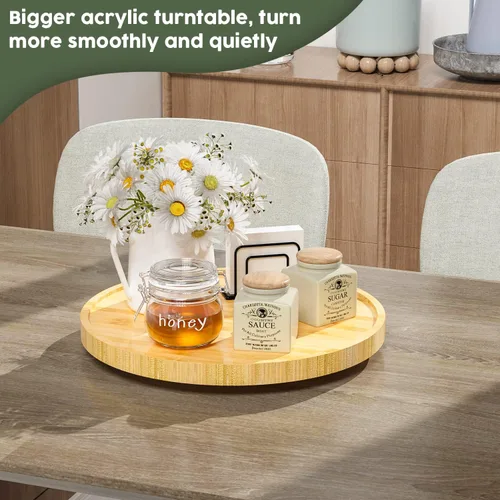 Miniatura 3 de Lazy Susan para Mesa, Organizador Giratorio de Bambú Antideslizante de 12 Pulgadas para Sal, Pimienta, Especias y Aceite de Oliva Junto a la Estufa