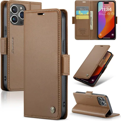 Miniatura 16 de SINIANL Funda tipo cartera compatible con iPhone 15 con tarjetero para mujeres y hombres, con bloqueo RFID, cierre magnético, función atril