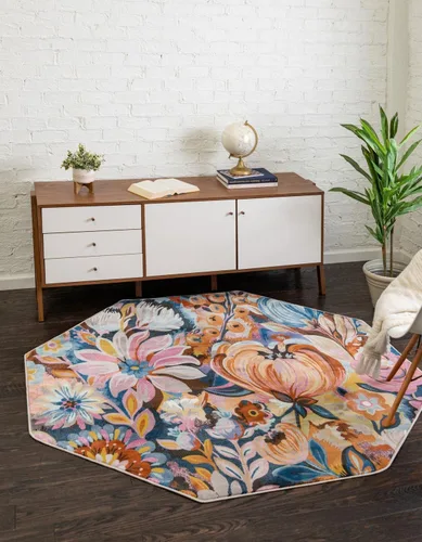 Miniatura 13 de Unique Loom Blossom Collection - Alfombra rectangular (2 x 3 pies, rectangular, multicolor y negro)
