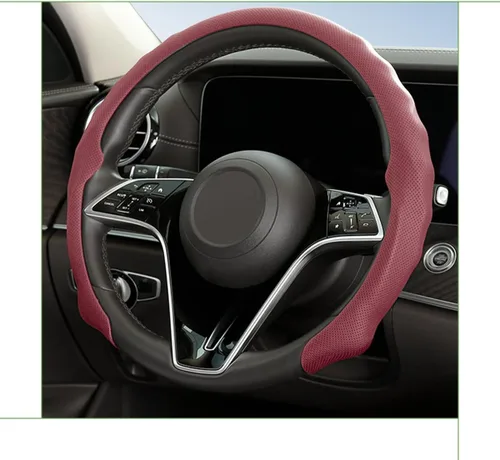 Miniatura 7 de Funda para Volante de Automóvil, Cuero Nappa de 15 Pulgadas Antideslizante y Ultra-Delgada, Protector de Volante de Vehículo 5D, Accesorios Naranja