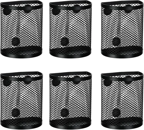 8 portalápices magnéticos, accesorios de metal fuerte magnético para pizarra, refrigerador, escuela, oficina, 2.9 x 2.0 x 3.7 pulgadas, negro