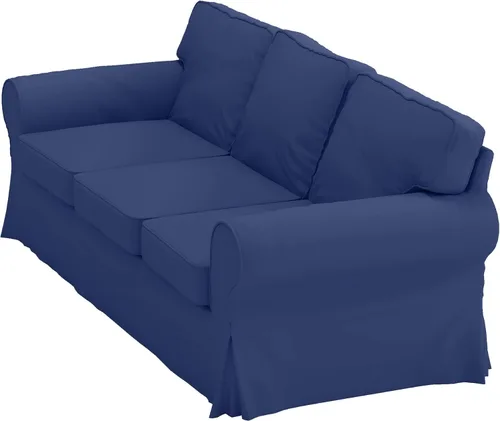 Miniatura 8 de Premium funda de repuesto de algodón pesado Ektorp para sofá de 3 asientos, compatible con funda de sofá de tres plazas IKEA Ektorp (Azul profundo)