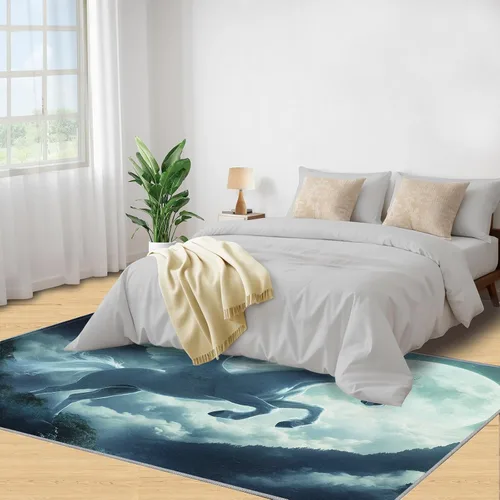 Miniatura 4 de Girl Horse Rugs for Bedroom, Horse Area Rug, Animal Rugs for Living Room, Indoor Non-Slip Rug, Machine Washable Carpet for Front Entrance Floor