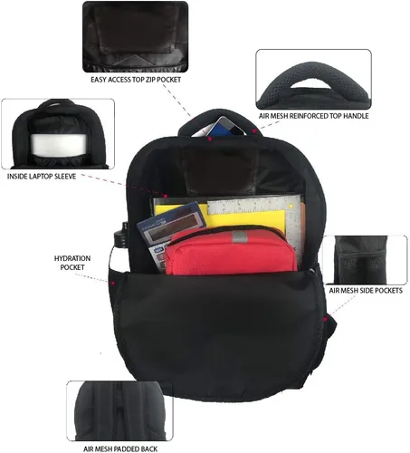 Miniatura 4 de Marvel Mochila clásica para piscina muerta, color negro, bolsa acolchada de malla de aire de 18 pulgadas, Portada del cómic de Deadpool, Computadora