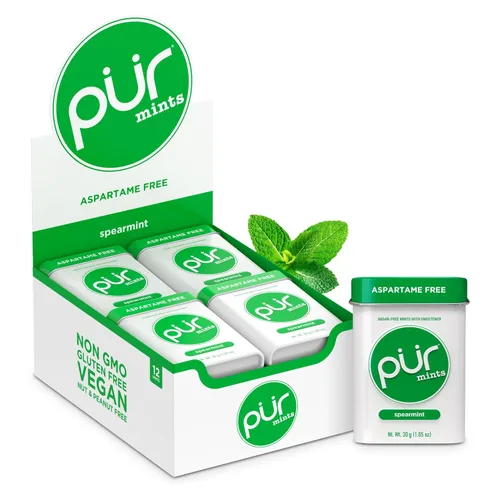 Miniatura 27 de PUR Mentas Mentas para aliento fresco sin aspartame Elaboradas con xilitol Sin azúcar, veganas, sin gluten Sabor natural a menta piperita