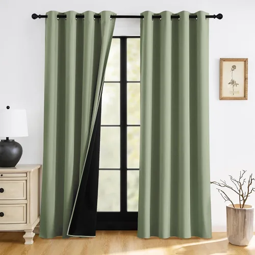 Miniatura 42 de RYB HOME Cortinas opacas grises de 63 pulgadas de largo para dormitorio, cortinas de ventana 100% opacas con aislamiento térmico y reducción