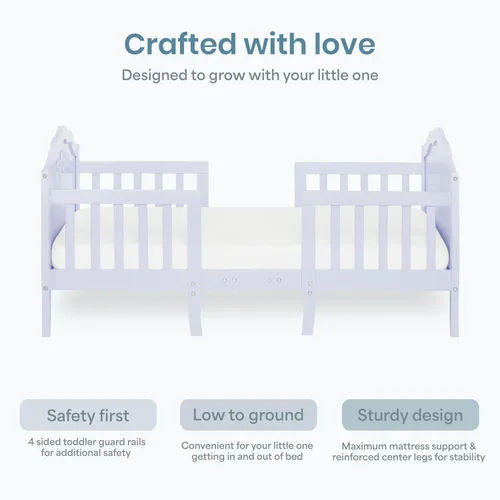 Miniatura 5 de Sweetpea Baby Rose - Cama convertible 3 en 1 para niños pequeños, color lavanda, certificado Greenguard Gold, certificado BSA, rieles de seguridad