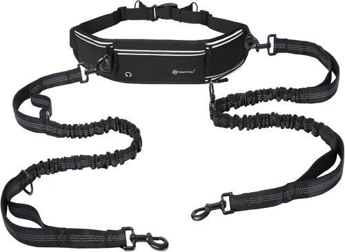 Miniatura 8 de Tails & Tales Correa de perro manos libres con bolsa para la cintura, soporte lumbar mejorado, correa reflectante elástica, cinturón ajustable